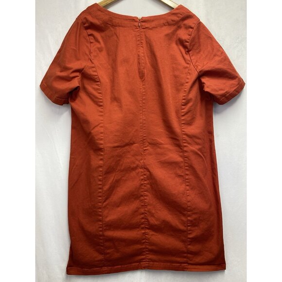 Jessica London Short Sleeve Scoop Neck Tunic Midi Dress Women 22W Rust Back Zip - Picture 2 of 16